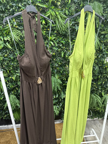 Vestido broche oro